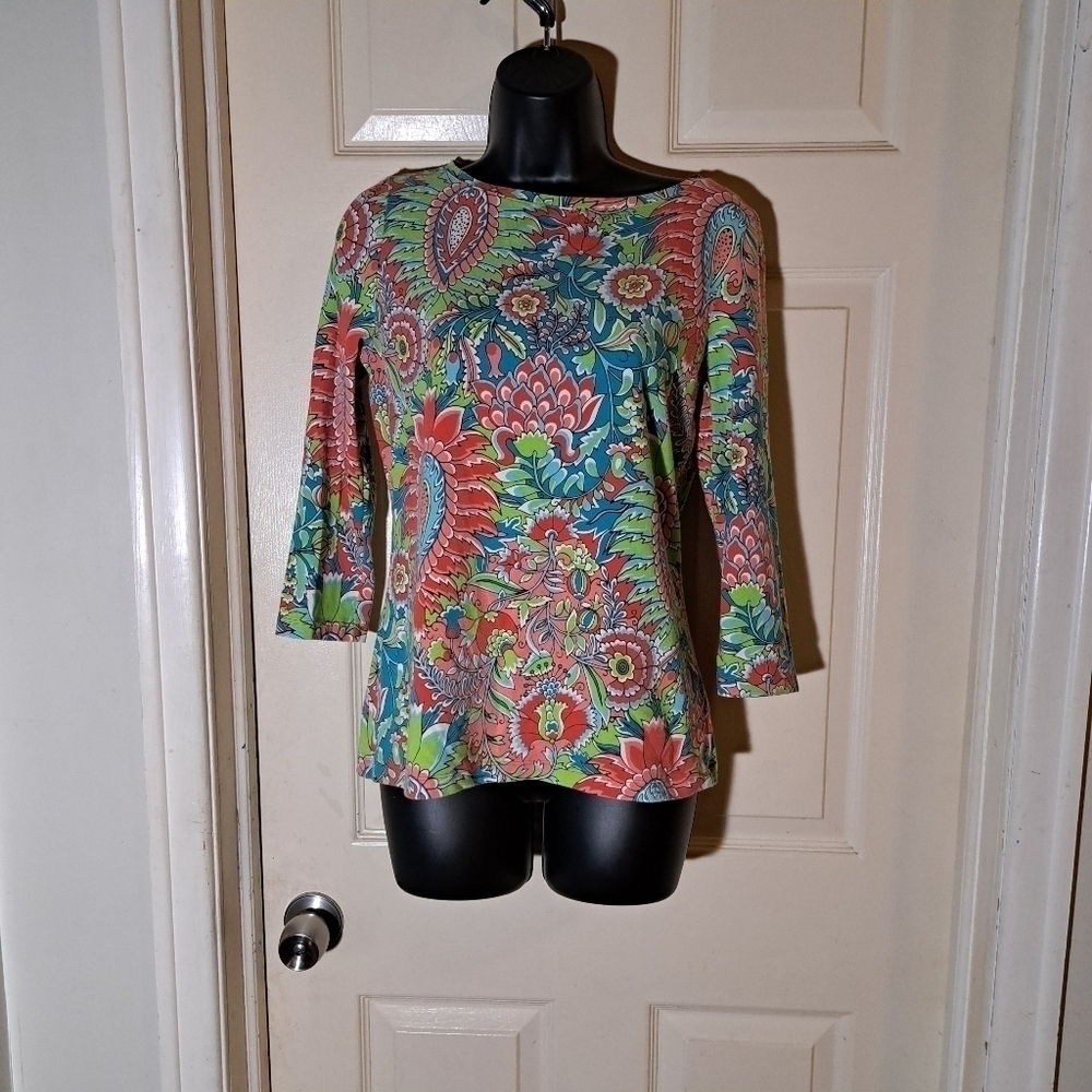 Talbots Multicolored blouse 3/4 sleeve size small